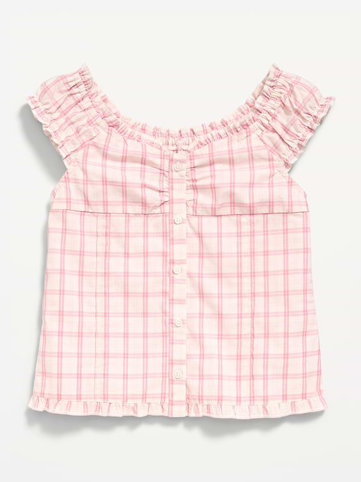 Old Navy Short-Sleeve Sweetheart-Neck Button-Front Top for Girls — photo 3