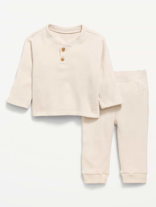 Old Navy Long-Sleeve Waffle-Knit Henley Top and Pants Set for Baby — photo 3