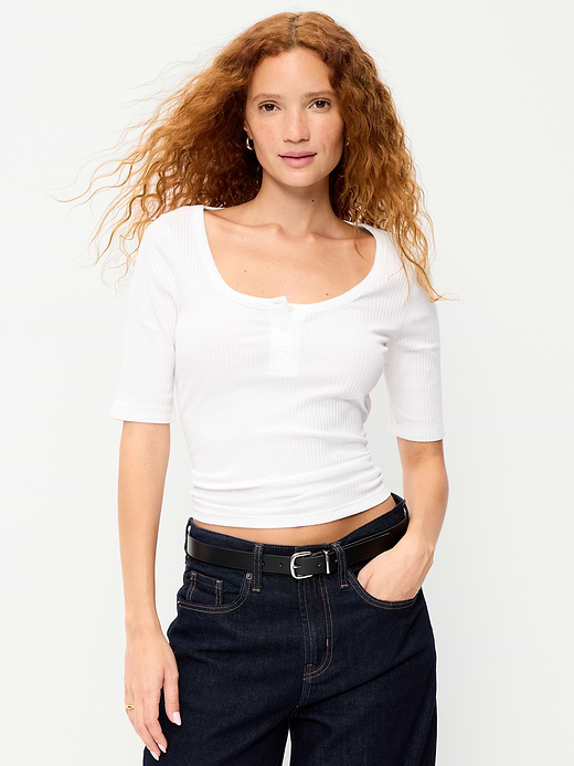 Old Navy Scoop-Neck Fitted Henley Top — photo 1