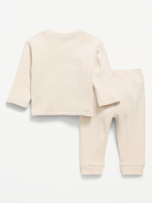 Old Navy Long-Sleeve Waffle-Knit Henley Top and Pants Set for Baby — photo 4