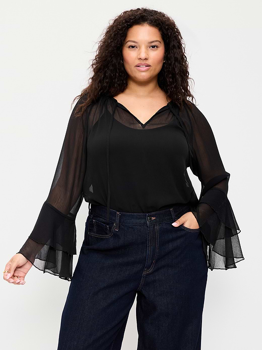 Old Navy Sheer Chiffon Bell-Sleeve Top — photo 6