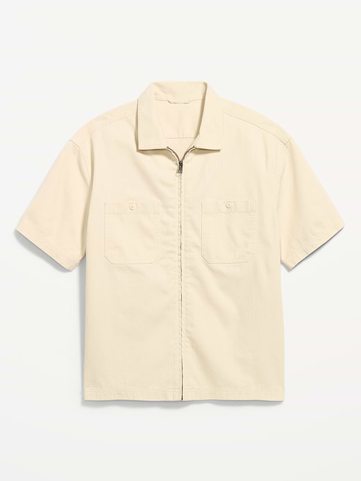 Old Navy Loose Full-Zip Twill Workwear Shirt — photo 3