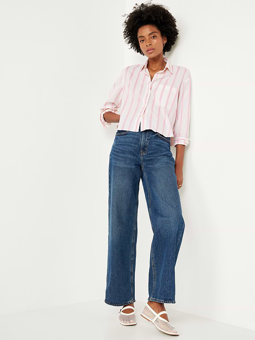 Old Navy Cropped Button-Down Striped Shirt — photo 4