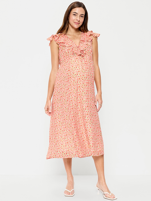 Old Navy Maternity Ruffle-Sleeve Midi Dress — photo 1