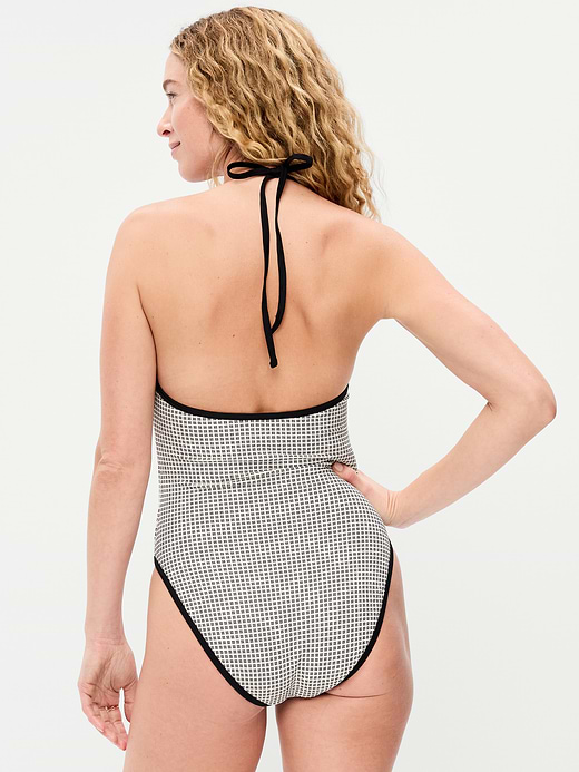 Old Navy Pique V-Neck Halter Swimsuit