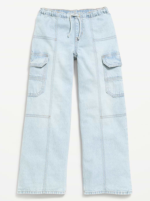 Old Navy Pull-On Low-Rise Super Baggy Wide-Leg Cargo Jeans for Girls — photo 5