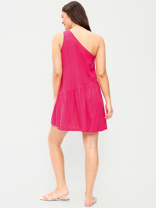 Old Navy One-Shoulder Asymmetrical Linen-Blend Mini Dress — photo 8