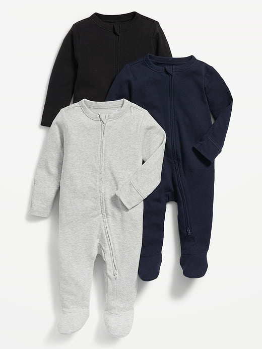 Old Navy Unisex 3-Pack Sleep & Play 2-Way-Zip Footed One-Piece for Baby — photo 1