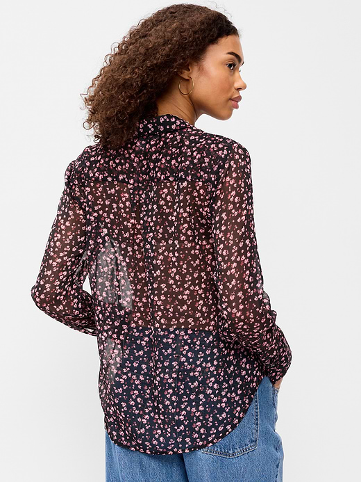 Old Navy Chiffon Sheer Button-Down Shirt — photo 3