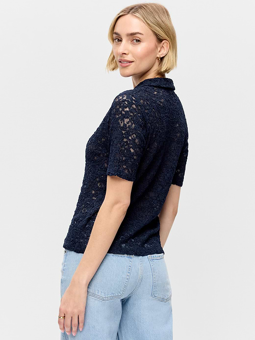 Old Navy Lace Keyhole Polo Top — photo 3