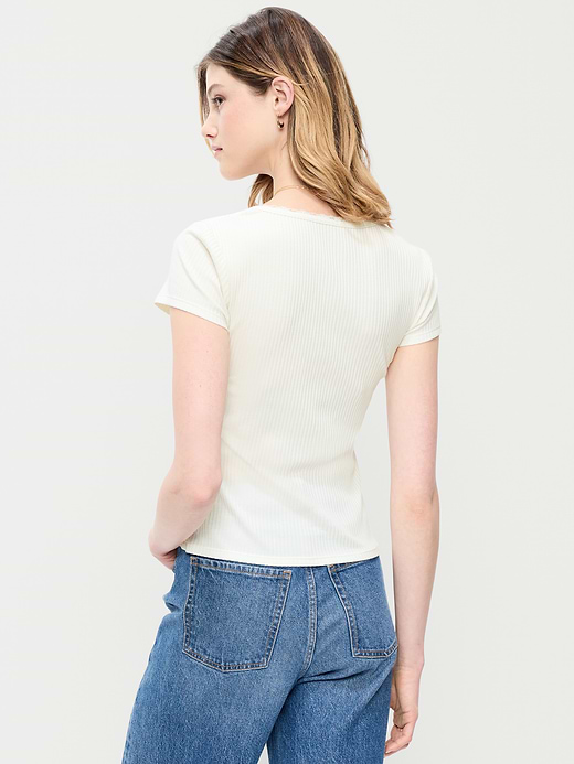 Old Navy Lace-Trim Sweetheart-Neck Ribbed Top — photo 3