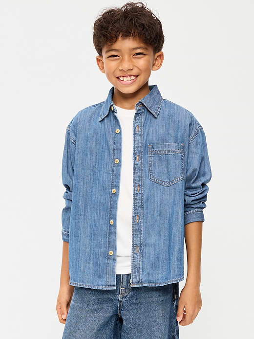 Old Navy Oversized Long-Sleeve Denim Shirt for Boys — photo 1