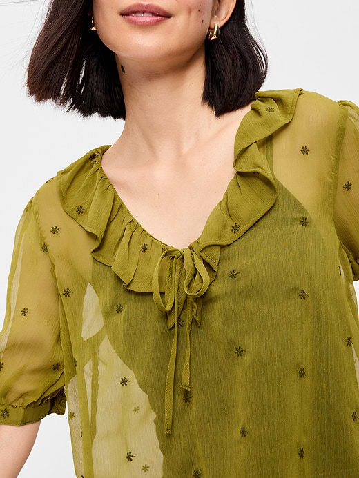 Old Navy Ruffle Collar Tie-Front Top — photo 5