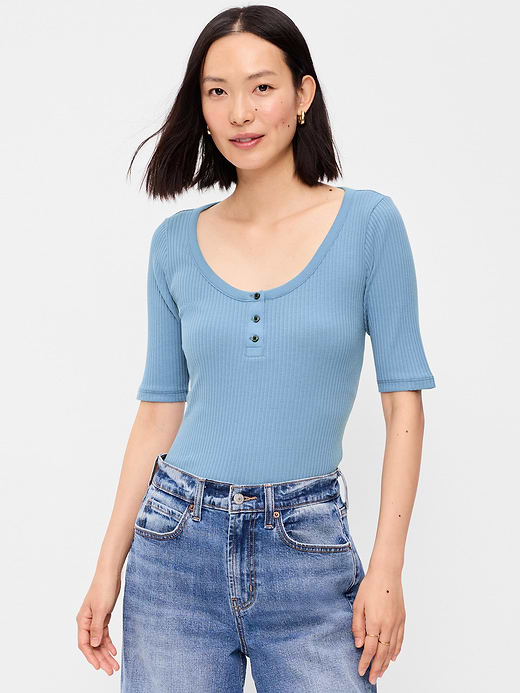 Old Navy Scoop-Neck Fitted Henley Top — photo 1