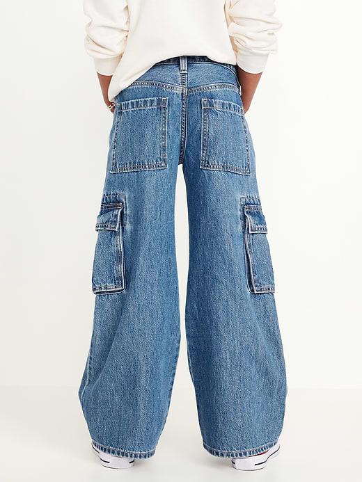 Old Navy High-Waisted Super Baggy Wide-Leg Cargo Jeans for Girls — photo 3