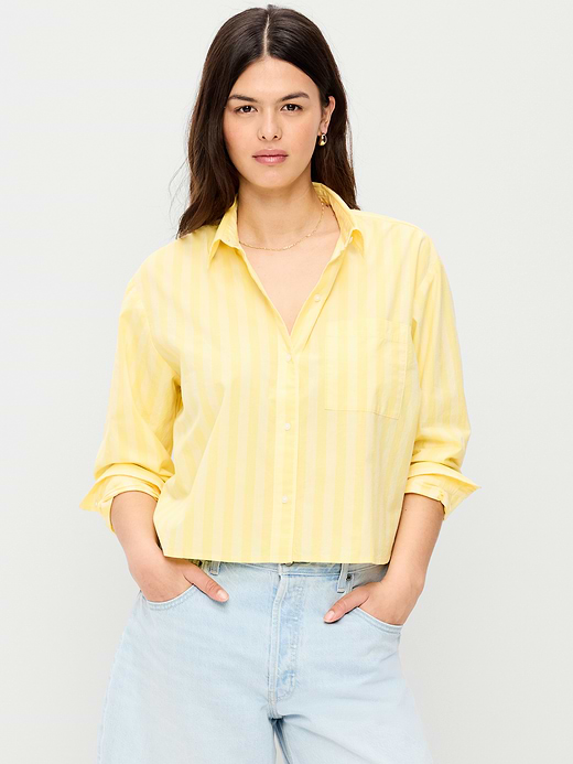 Old Navy Cropped Button-Down Striped Shirt — photo 6