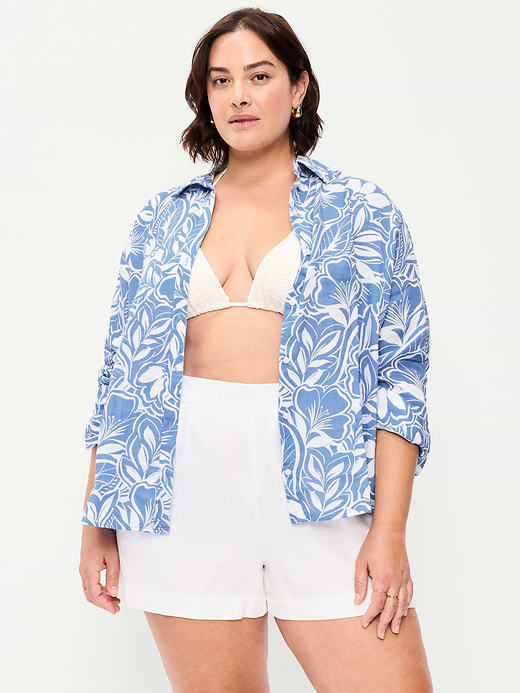 Old Navy Open-Back Crinkle Gauze Button-Down Shirt — photo 8
