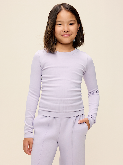 Old Navy Fitted Long-Sleeve Seamless Ribbed Performance Top for Girls — photo 1