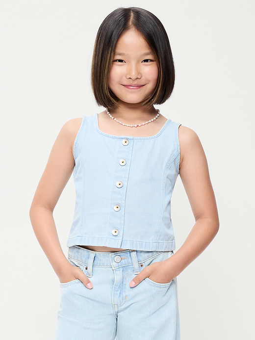 Old Navy Button-Front Denim Tank Top for Girls — photo 1