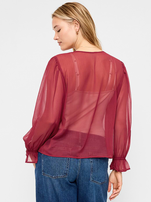 Old Navy Long-Sleeve Chiffon Tie-Front Top — photo 7