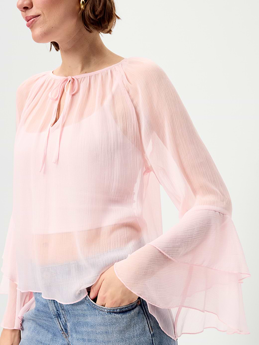 Old Navy Sheer Chiffon Bell-Sleeve Top — photo 5
