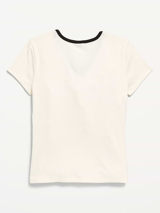 Old Navy Fitted Short-Sleeve Ribbed Bow Top for Girls — photo 4