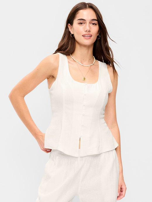 Old Navy Button-Down Linen Blend Top — photo 1