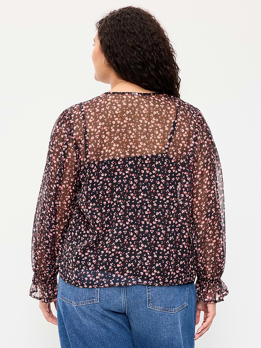 Old Navy Long-Sleeve Chiffon Tie-Front Top — photo 9