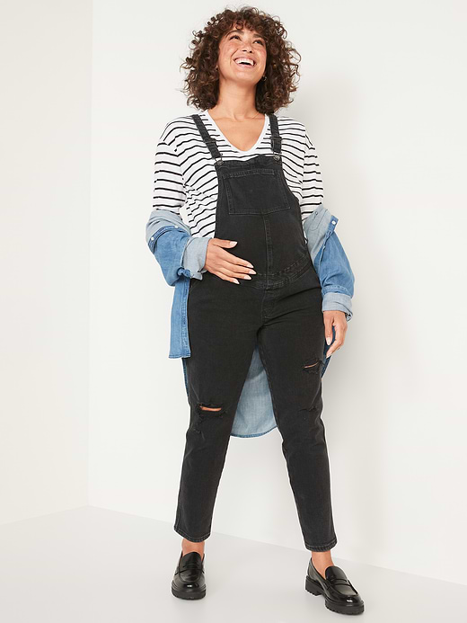 Old Navy Maternity Side-Panel OG Straight Jean Overalls — photo 4