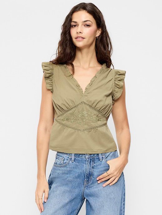 Old Navy Flutter-Sleeve Embroidered Top — photo 1