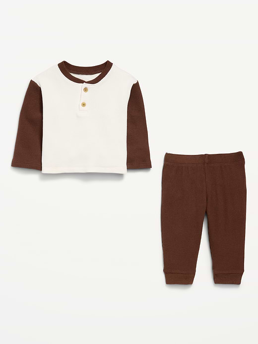 Old Navy Long-Sleeve Waffle-Knit Henley Top and Pants Set for Baby — photo 3