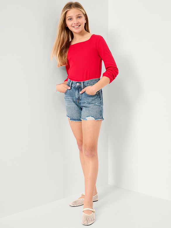 Old Navy High-Waisted Ripped Frayed-Hem Jean Shorts for Girls — photo 4