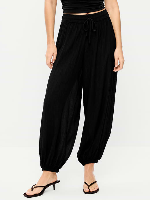 Old Navy High-Waisted Sheer Crinkle Crepe Harem Pants — photo 3