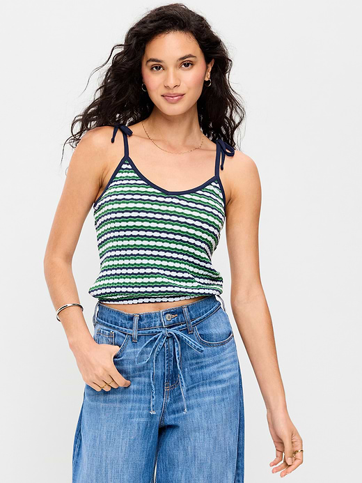Old Navy Sleeveless Pointelle Tie-Strap Tank Top — photo 1