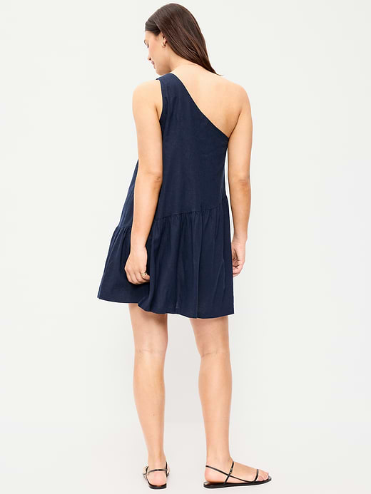 Old Navy One-Shoulder Asymmetrical Linen-Blend Mini Dress — photo 8