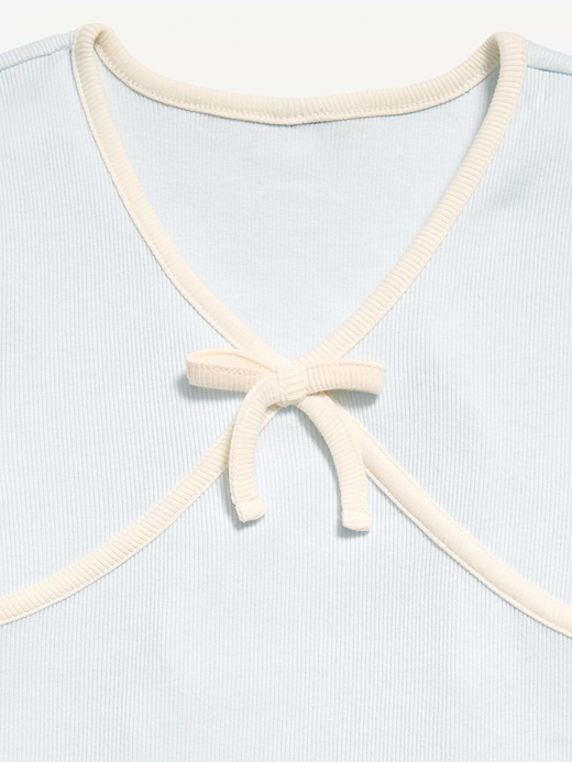 Old Navy Fitted Short-Sleeve Ribbed Bow Top for Girls — photo 5