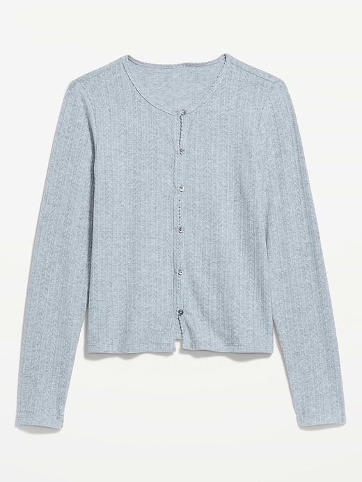 Old Navy Long-Sleeve Button-Front Cutout Pointelle Top — photo 5