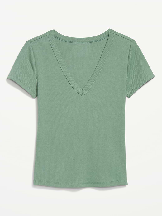 Old Navy Snug Crop V-Neck Ribbed T-Shirt — photo 5