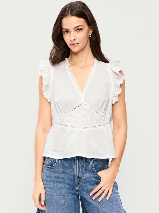 Old Navy Flutter-Sleeve Embroidered Top — photo 1