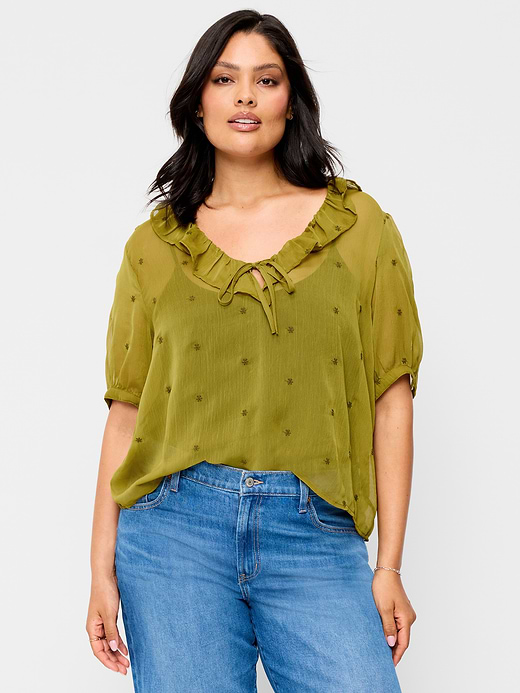Old Navy Ruffle Collar Tie-Front Top — photo 8