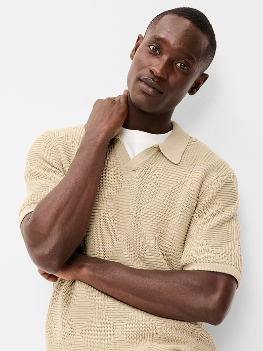 Old Navy Mixed-Stitch Polo Sweater — photo 4