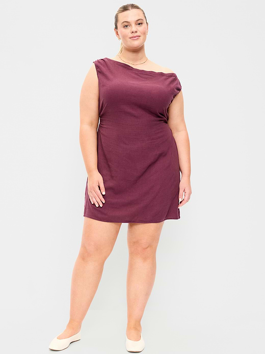 Old Navy Asymmetrical Shoulder Linen-Blend Mini Dress — photo 8