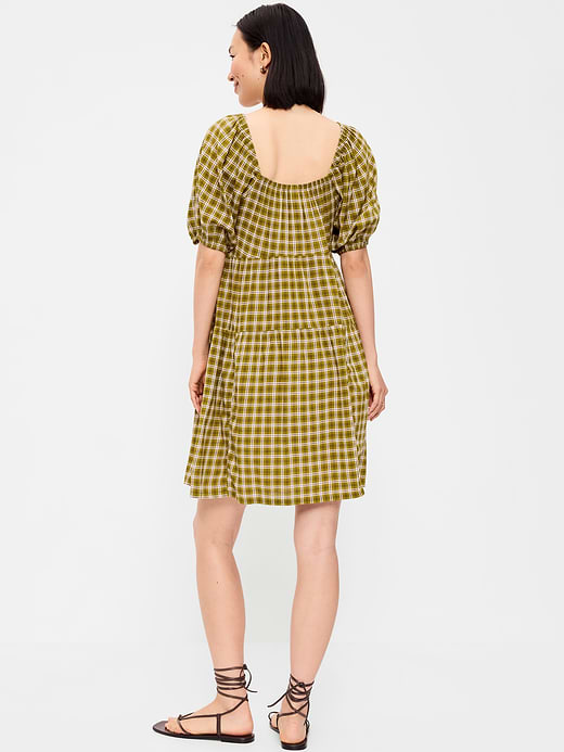 Old Navy Puff-Sleeve Smocked Mini Swing Dress — photo 3