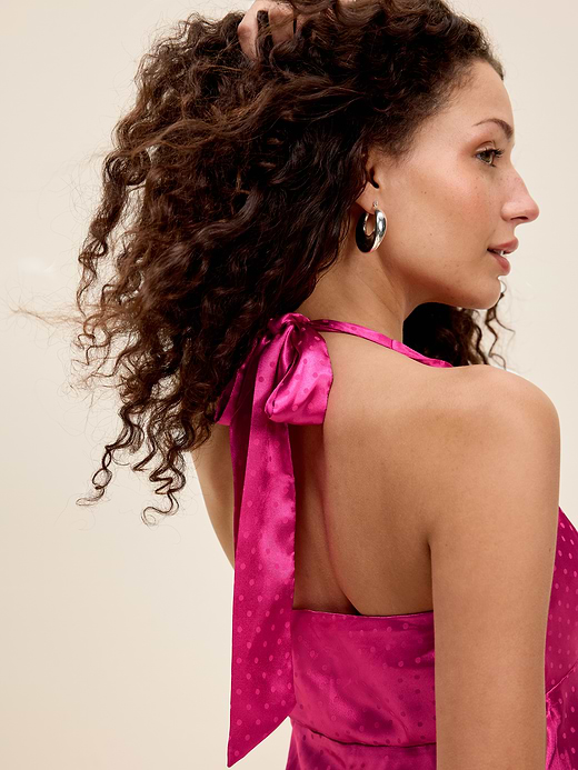 Old Navy The Occasion by Old Navy Fit and Flare Satin Halter Midi Dress — photo 6