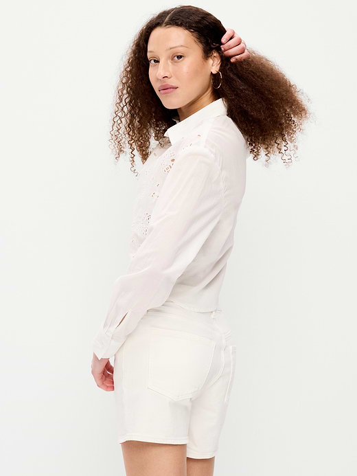 Old Navy Cropped Button-Down Striped Shirt — photo 3