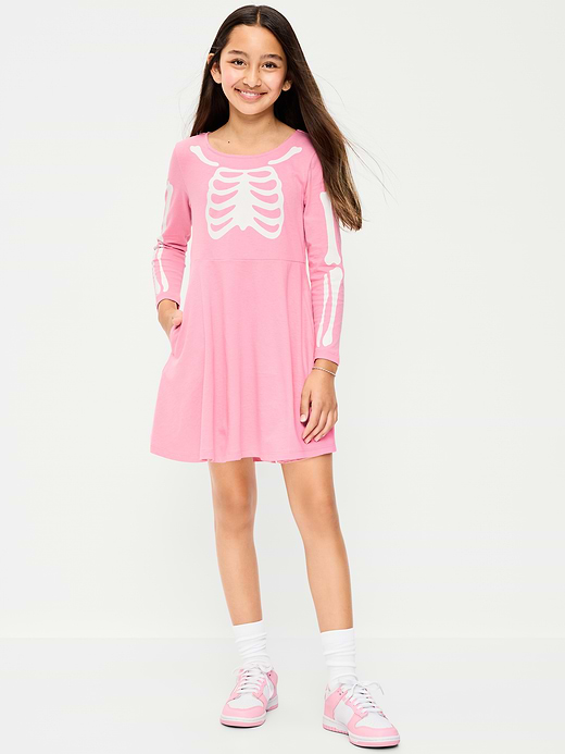 Old Navy Long-Sleeve Graphic Fit and Flare Dress for Girls — photo 1