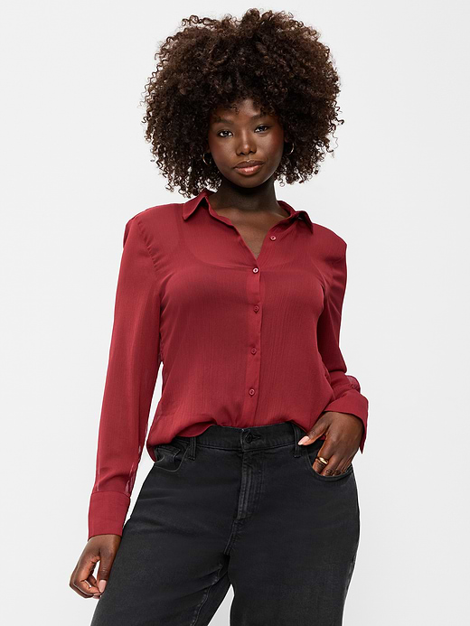 Old Navy Chiffon Sheer Button-Down Shirt — photo 6