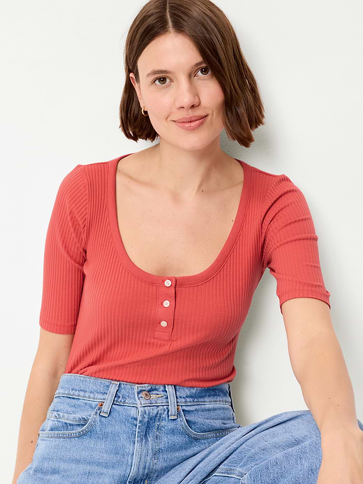 Old Navy Scoop-Neck Fitted Henley Top — photo 4