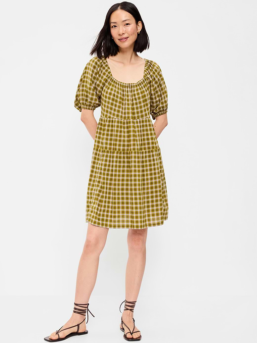 Old Navy Puff-Sleeve Smocked Mini Swing Dress — photo 1