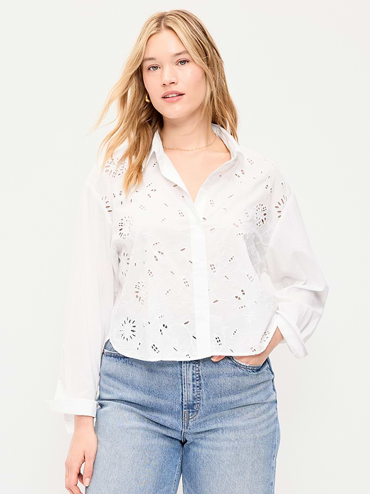 Old Navy Cropped Button-Down Striped Shirt — photo 6